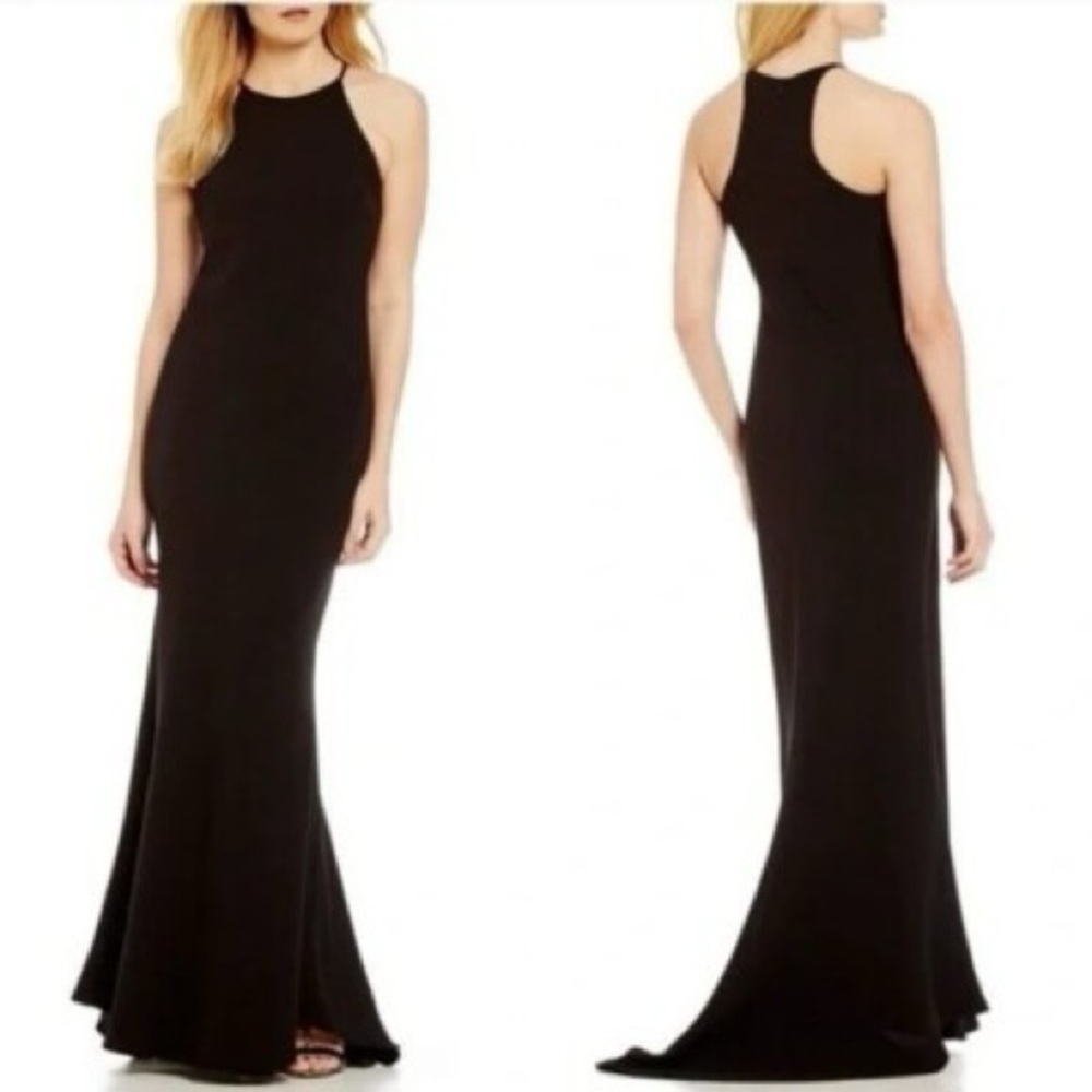 Calvin Klein Elegant Black Sleeveless Mermaid Gown
